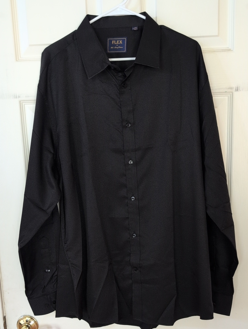 Men's Black Long-Sleeve Dress Shirt 3XL